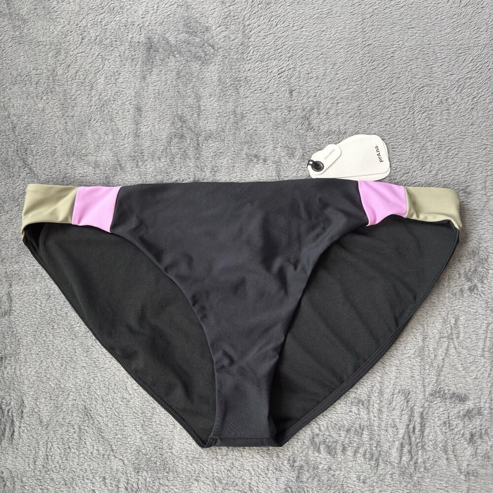 Prana Womens Swim Tulum‎ Bottom XL Black Color Block UPF 50+ Protection New